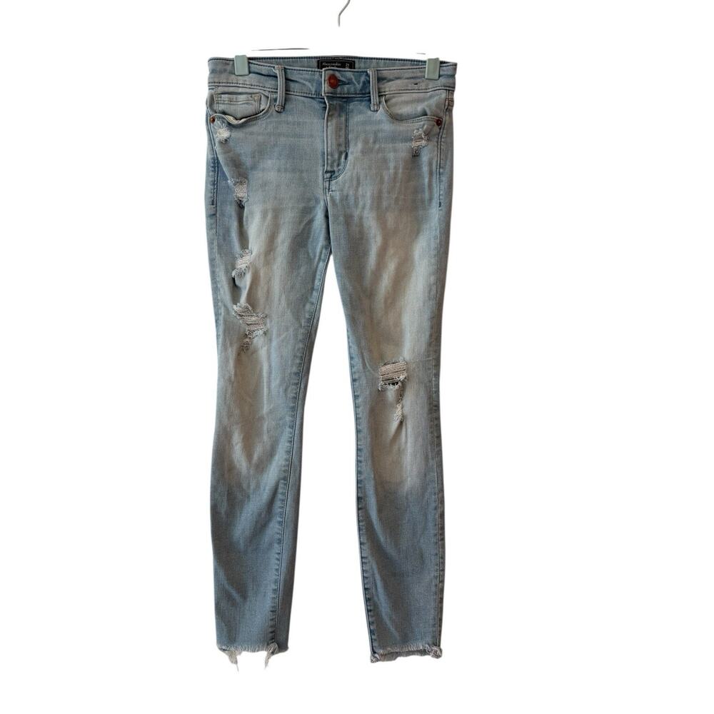 Abercrombie & Fitch Women's Size 24 Harper Ankle Skinny Jeans Blue Distressed